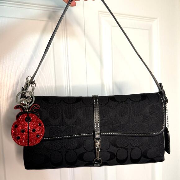 y2k Coach Vintage Signature Black Baguette Bag Mini Shoulder Bag - Picture 1 of 7